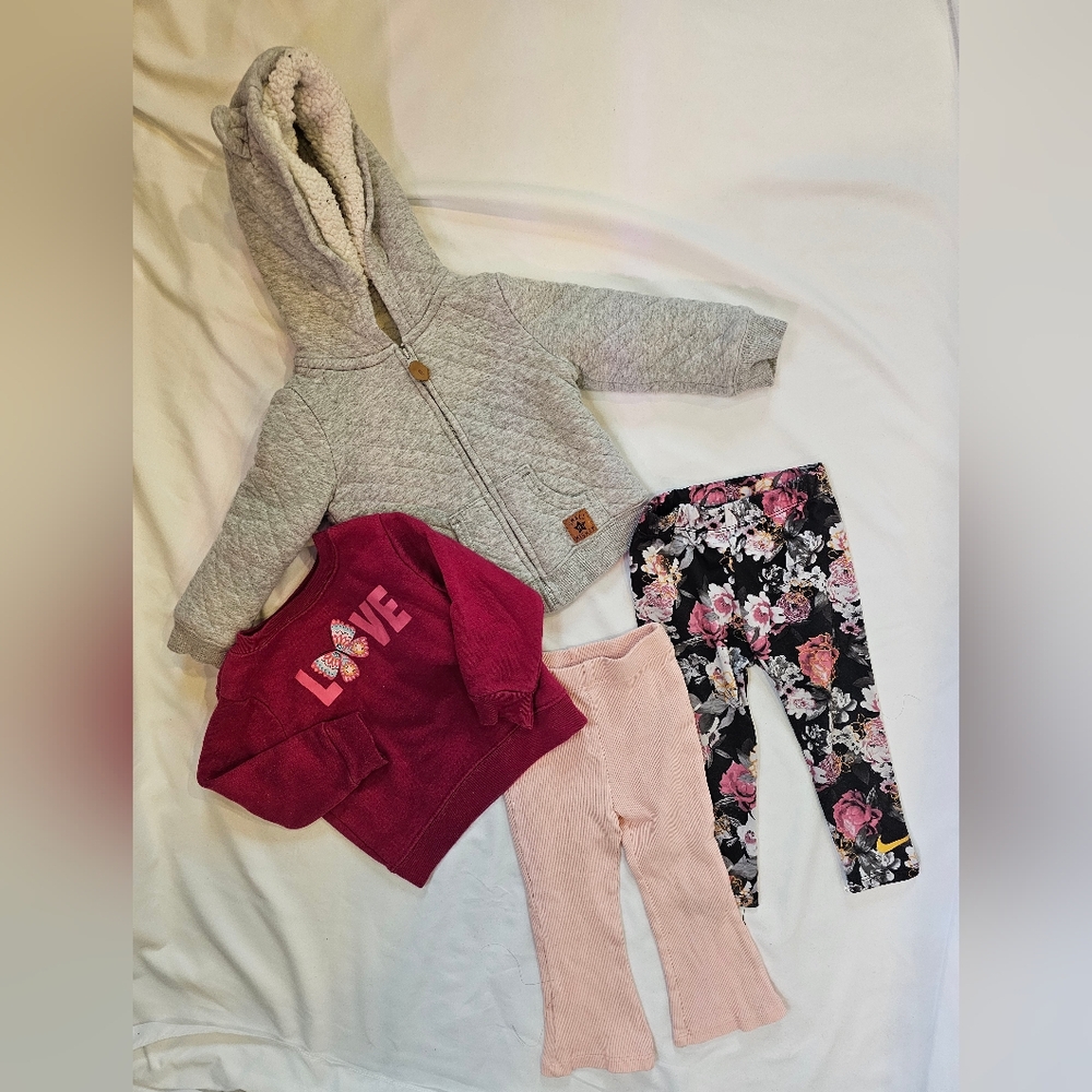 Cozy Toddler Girl Set- Sweatshirts And Pants- 18 Month